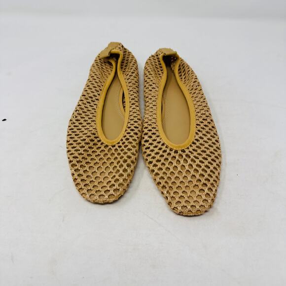 H&M Tan Mesh Ballet Flats Shoes Size 41 Lightweight Woven Net Slip-On Flats - Picture 5 of 8